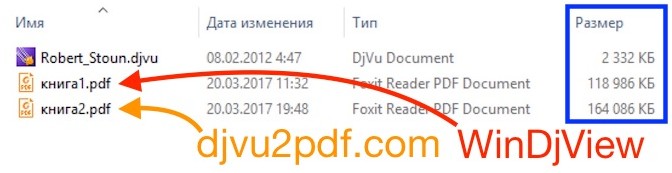 конвертация djvu в pdf отличия в размере файла
