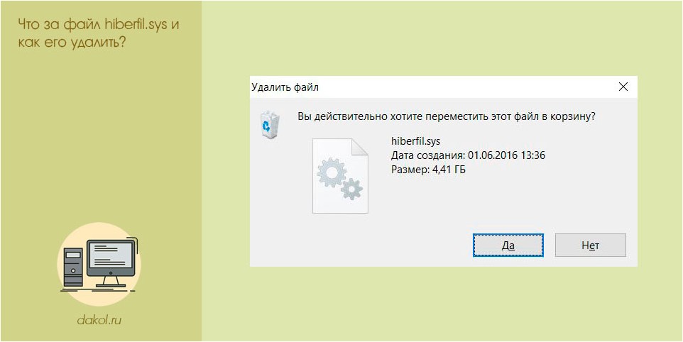 файл, hiberfil, удалить