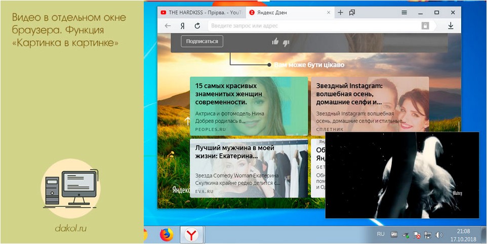 видео, отдельном, окне, браузера, функция, картинка