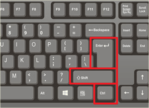 комбинация клавиш CTRL-SHIFT-ENTER