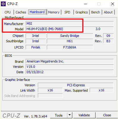 материнская плата в CPU-Z