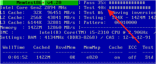 проверка оперативной памяти с помощью Memtest86+