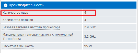 количество ядер в технических характеристиках процессора