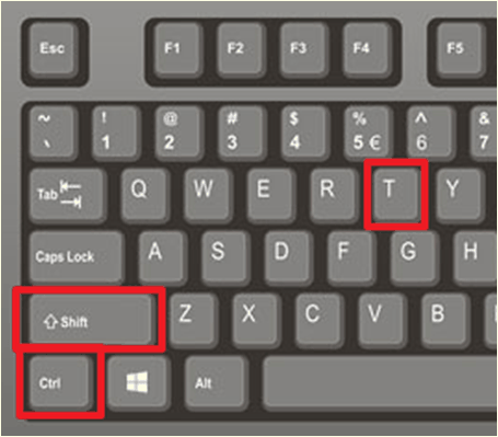 комбинация клавиш CTRL-SHIFT-T