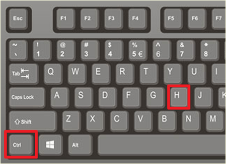 комбинация клавиш CTRL-H