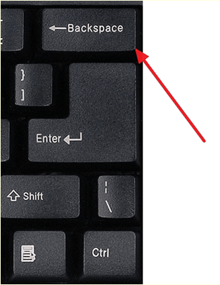 клавиша BACKSPACE на клавиатуре