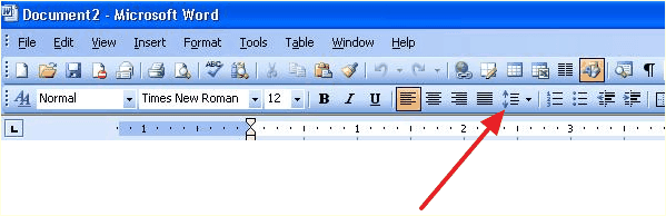 Кнопка Интервал в Word 2003