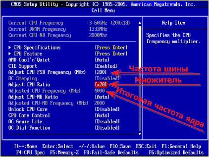 увеличение частоты процессора через bios
