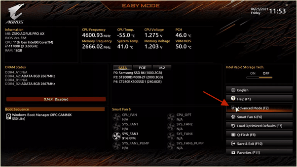 режим Advanced Mode (F2)