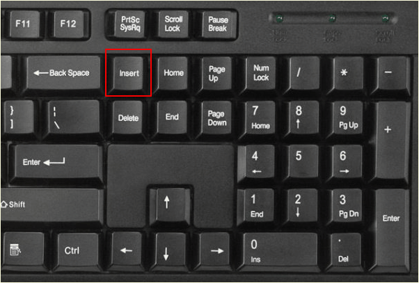 клавиша INS (Insert) на клавиатуре