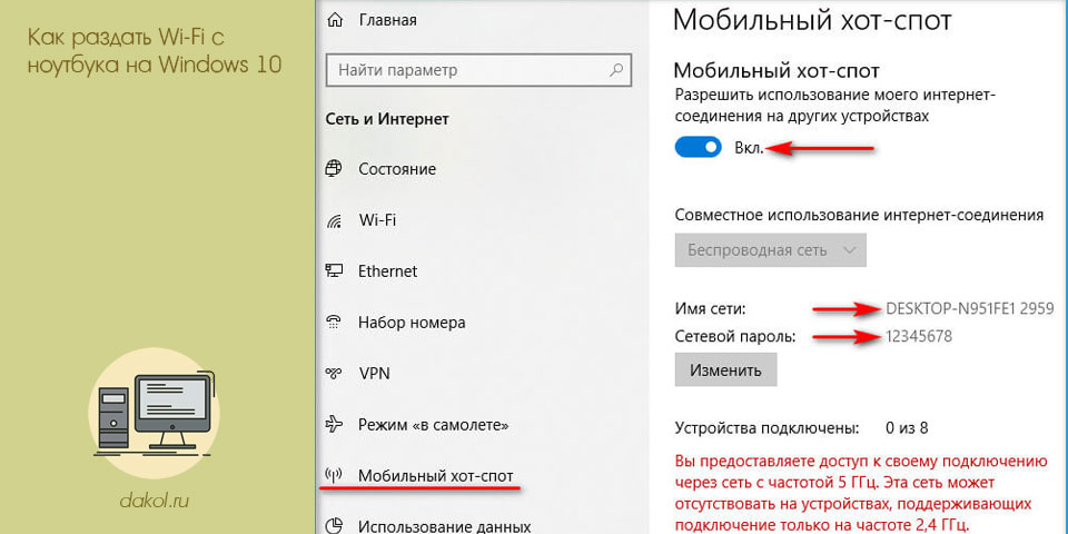 раздать, wi-fi, ноутбука, windows, Wi-Fi ноутбука, Wi-Fi сеть
