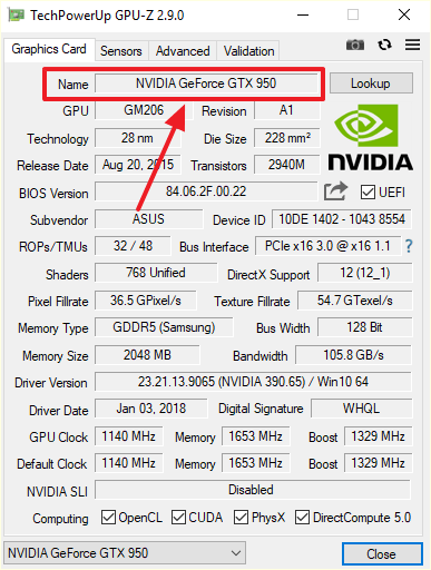 название видеокарты в GPU-Z название видеокарты в GPU-Z