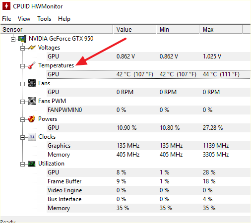 температура GPU в HWmonitor температура GPU в HWmonitor