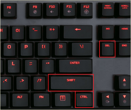 комбинация клавиш CTRL-SHIFT-DEL