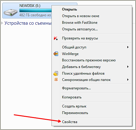 свойства диска