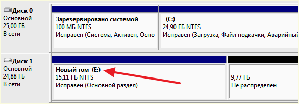 новый том на диске