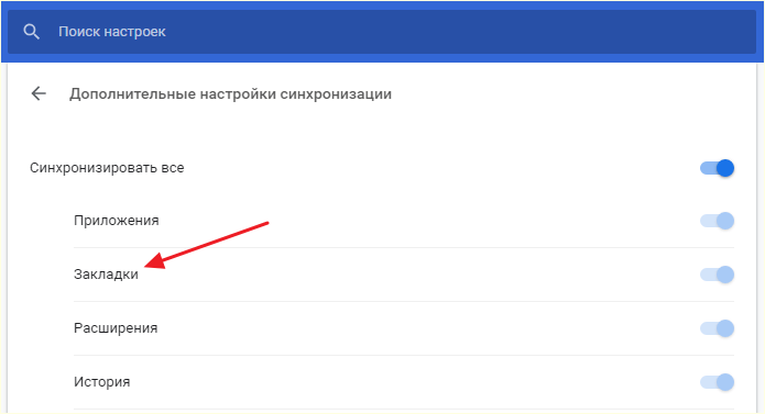 синхронизация закладок