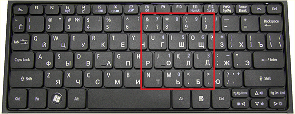 клавиатура без дополнительного цифрового блока