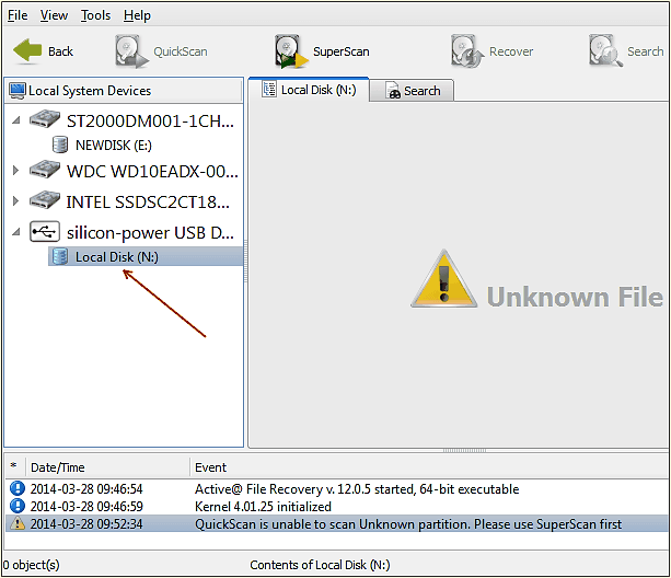 флешка в программе Active@ File Recovery