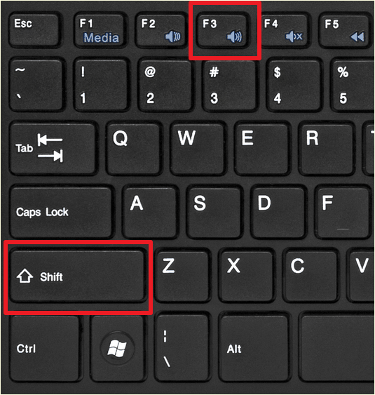 сочетание клавиш SHIFT+F3