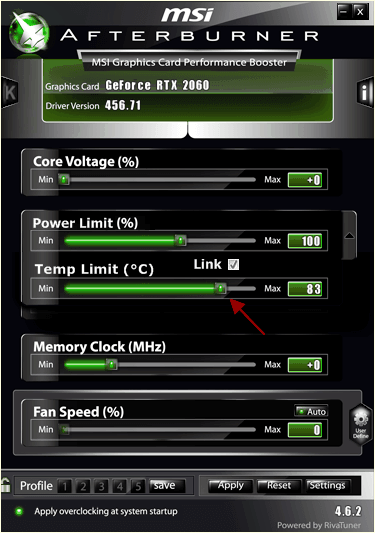 параметр с названием Temp Limit параметр с названием Temp Limit