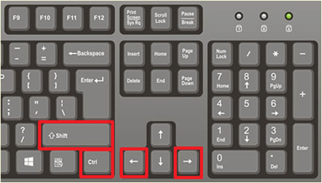 SHIFT, CTRL и стрелки вправо/влево