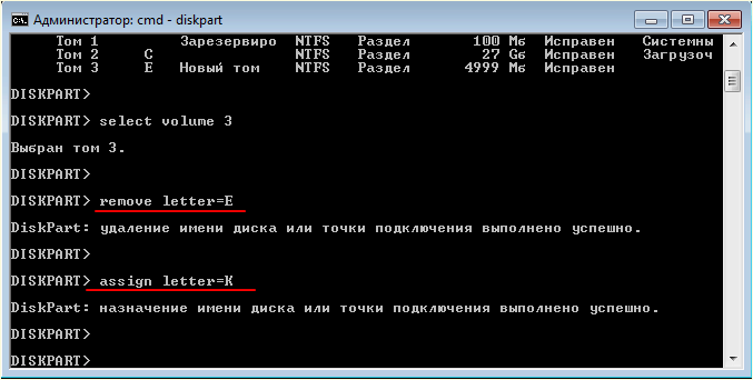 смена буквы диска