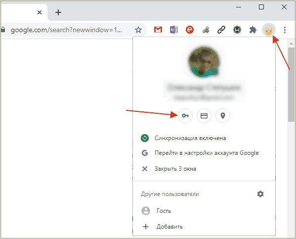переход к паролям из профиля Google Chrome переход к паролям из профиля Google Chrome