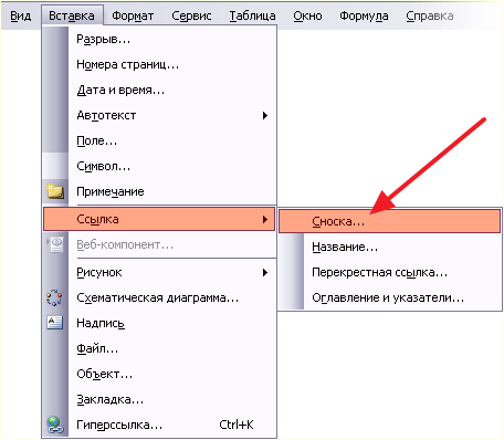 откройте меню Вид – Ссылка и выберите Сноска откройте меню Вид – Ссылка и выберите Сноска