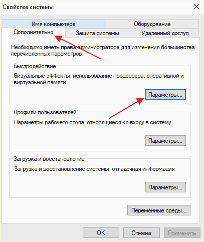 окно Свойства системы