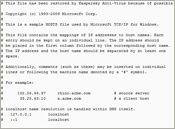 hosts в Windows 7