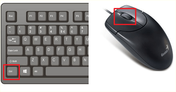 клавиша CTRL и колесико мышки