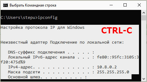 комбинация клавиш CTRL-C